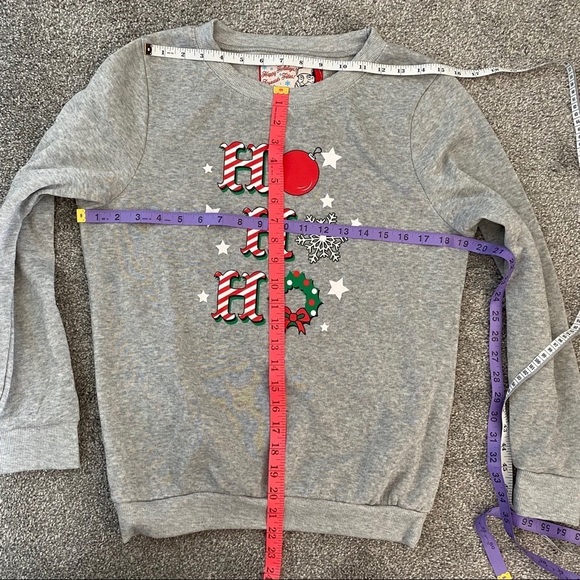Ugly Sweater Christmas Happy Holidays Gray Fleece Ho Ho Ho Logo Adult Sweater - Picture 7 of 9
